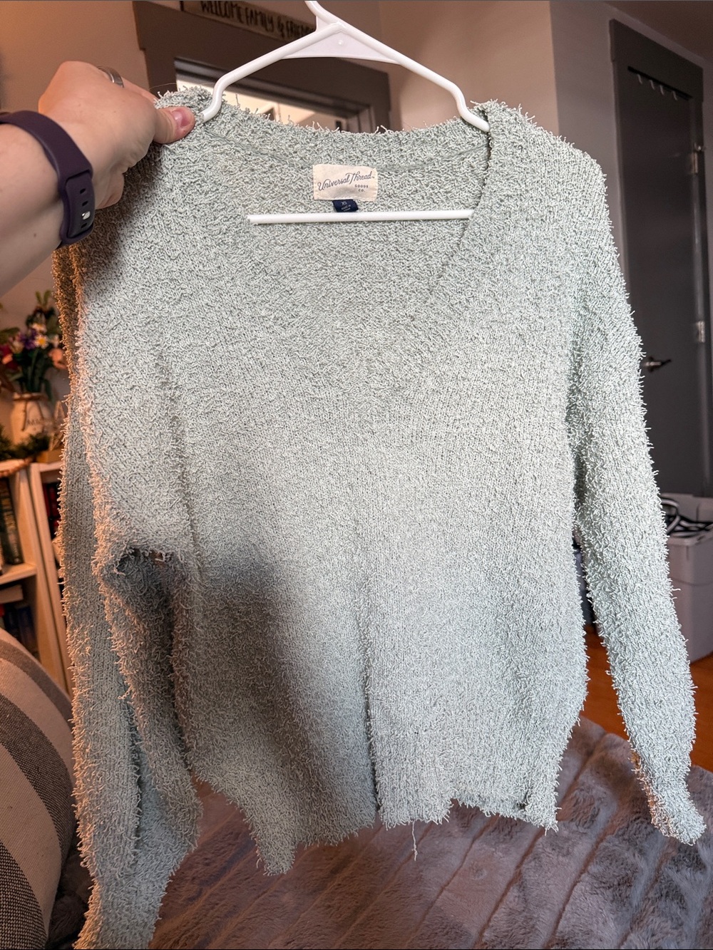 Universal Thread Light Sage Plush Crewneck Sweater